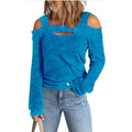 Women's Elegant Long-Sleeve Shirt with Asymmetric Cut-Out and Shoulder Design