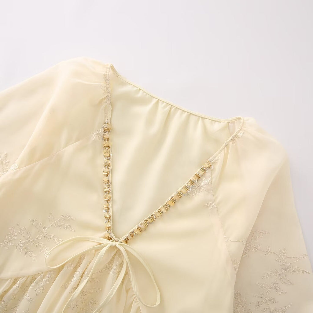 Women's Lightweight Blouse with Flowing Cut and Elegant Tie Details