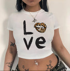 Women's Lips Print Crop T-Shirt