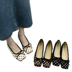 Women's Ballet Flats with Polka Dot Pattern and Bow Detail