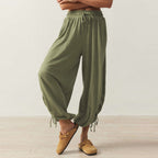 Comfortable Harem Pants with Ruffle Details