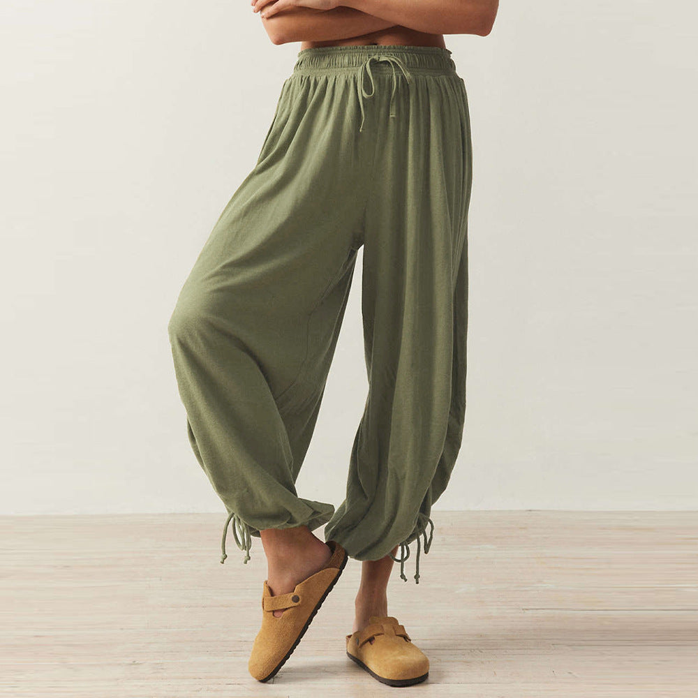 Comfortable Harem Pants with Ruffle Details