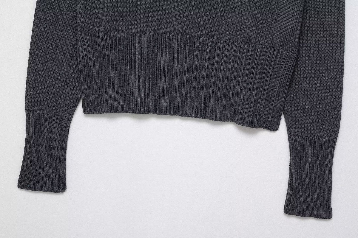 Women's Elegant Oversized Knit Sweater with Wide Round Neck