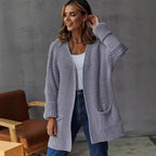 Women's Cozy Cardigan with Deep Pockets and Volumetric Sleeves