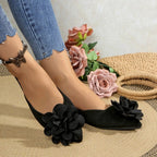 Women's Ballet Flats with Floral Appliqués