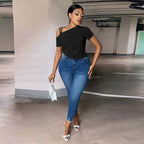 Women's Asymmetrical Ruffle Stretch Top