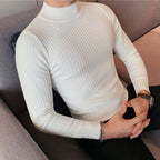 Women's Elegant Long-Sleeve Shirt with Textured Fabric and High Collar