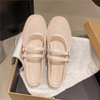 Women's Breathable Ballerina Flats with Double Buckle