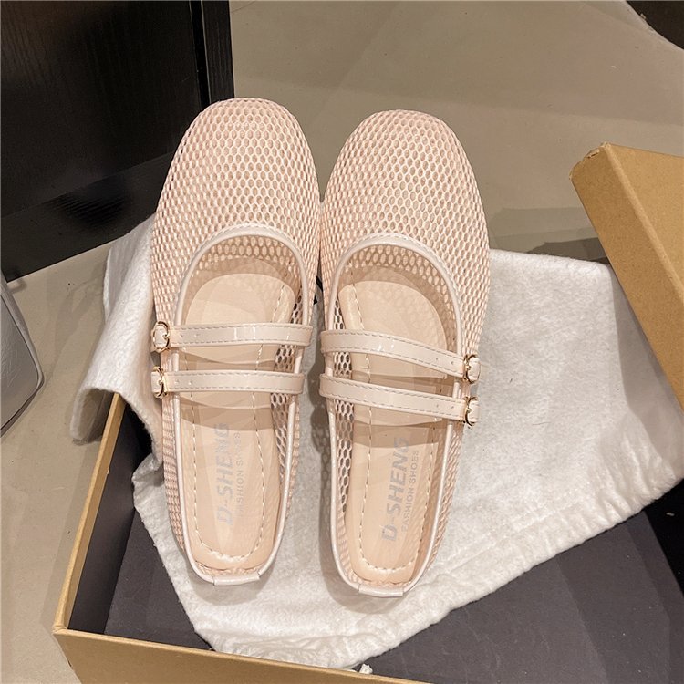 Women's Breathable Ballerina Flats with Double Buckle