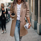Women's Elegant City Coat with Slim Lapel and Practical Pockets