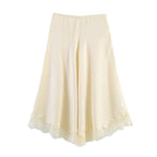 Women's Elegant Palazzo Trousers with Delicate Lace Trim