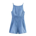 Women's Slim-Fit Denim Jumpsuit with Adjustable Straps