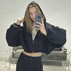 Women's Cropped Hoodie with Oversized Sleeves