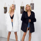 Women's Luxurious Open-Front Faux Fur Parka