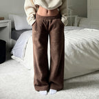 Women's Fluffy Joggers with Elastic Waist and Side Pockets