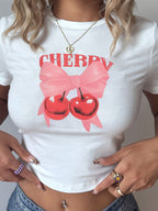 Women's Crop T-Shirt with Graphic Design and Statement Print