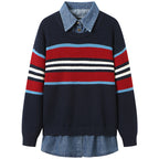 Women's Striped Knit Sweater with Casual Fit