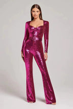 Women's Glamorous Sequin Jumpsuit with Chic Waistline