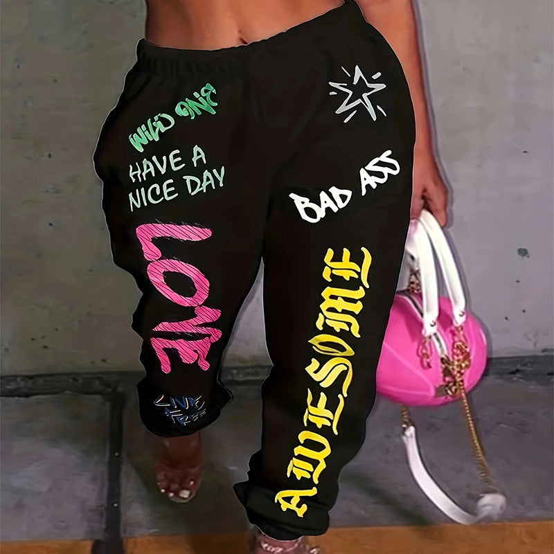 Women's Graphic Lounge Pants with Elastic Waist