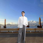 Button-Down Blouse with Decorative Tie Detail