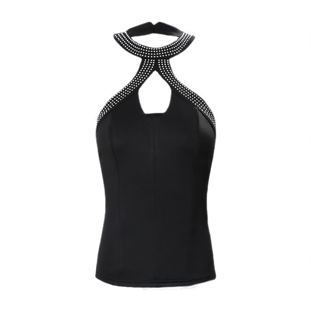 Women's Rhinestone Bodysuit with Open Back