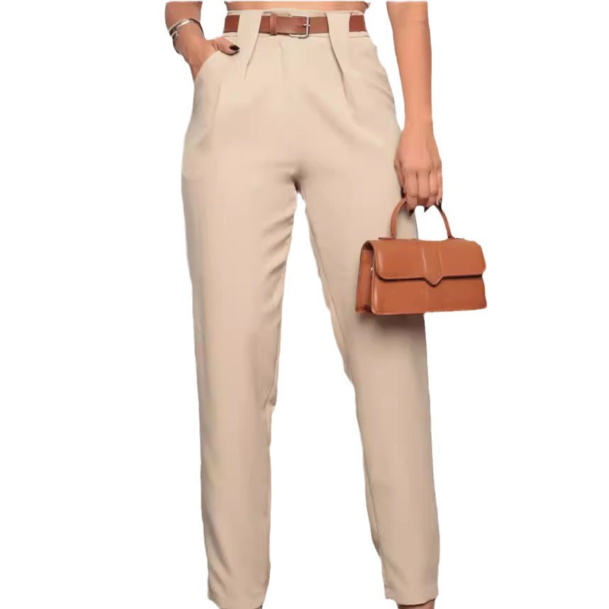 Elegant High-Waisted Pants with Pleat Details