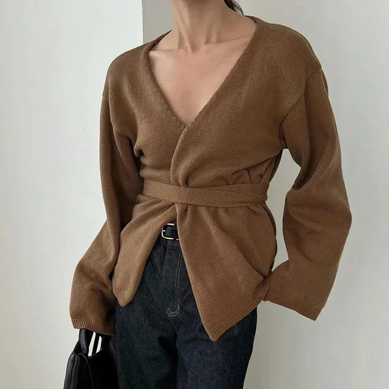 Women's Elegant Wrap-Style Knit Coat