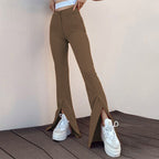 Women's Flared Leggings with Side Slit
