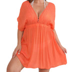 Women's Elegant Beach Kaftan with Deep V-Neck and Wide Sleeves