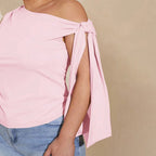 Women's Asymmetrical Tie-Front Top