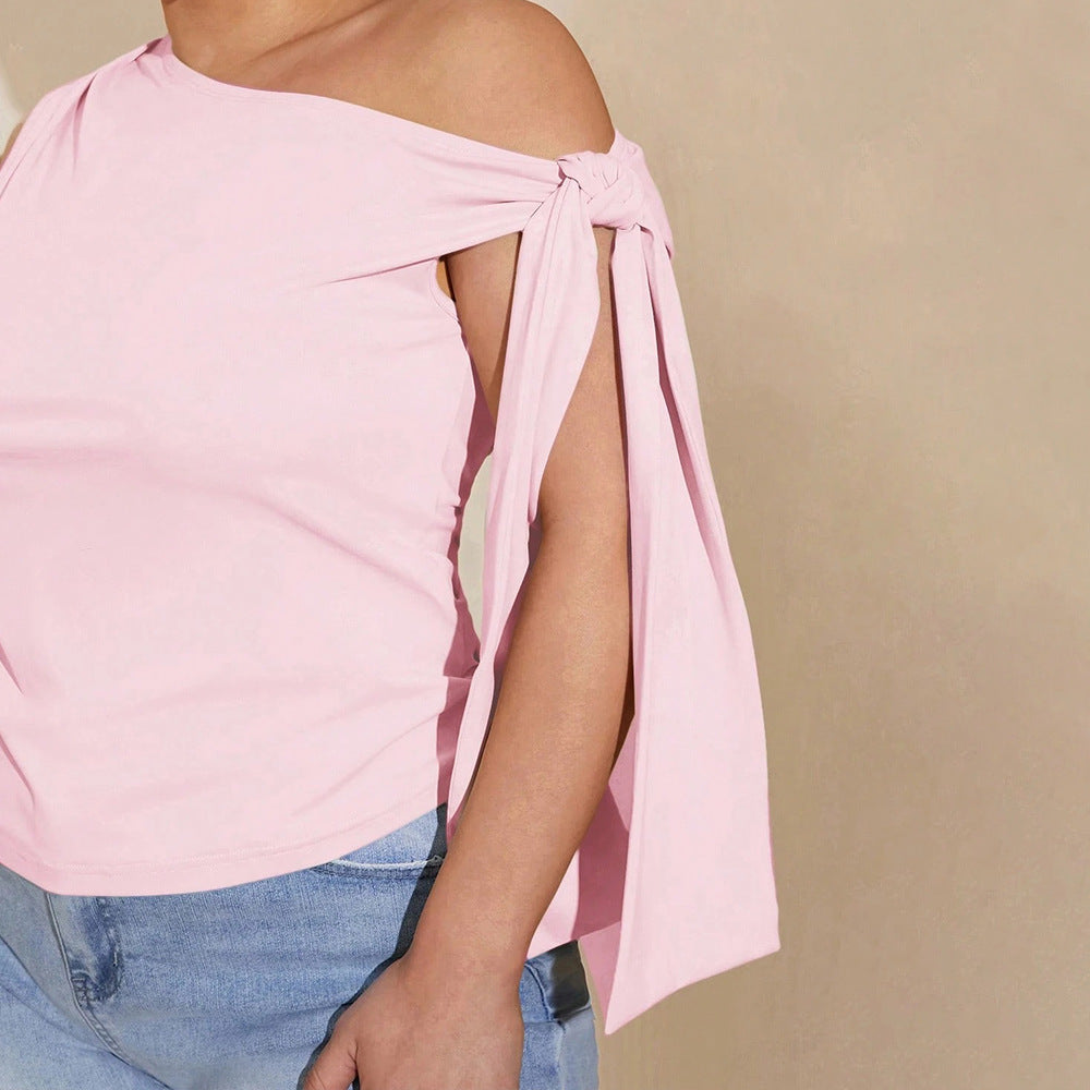 Women's Asymmetrical Tie-Front Top