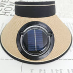 Adjustable Sunshade with Removable Solar Fan and Breathable Straw Effect