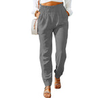 Women's Elegant Casual Trousers with Elastic Waist and Side Pockets
