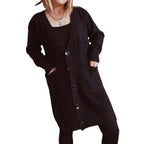 Women's Chunky Knit Cardigan with Modern Button Details and Casual Fit