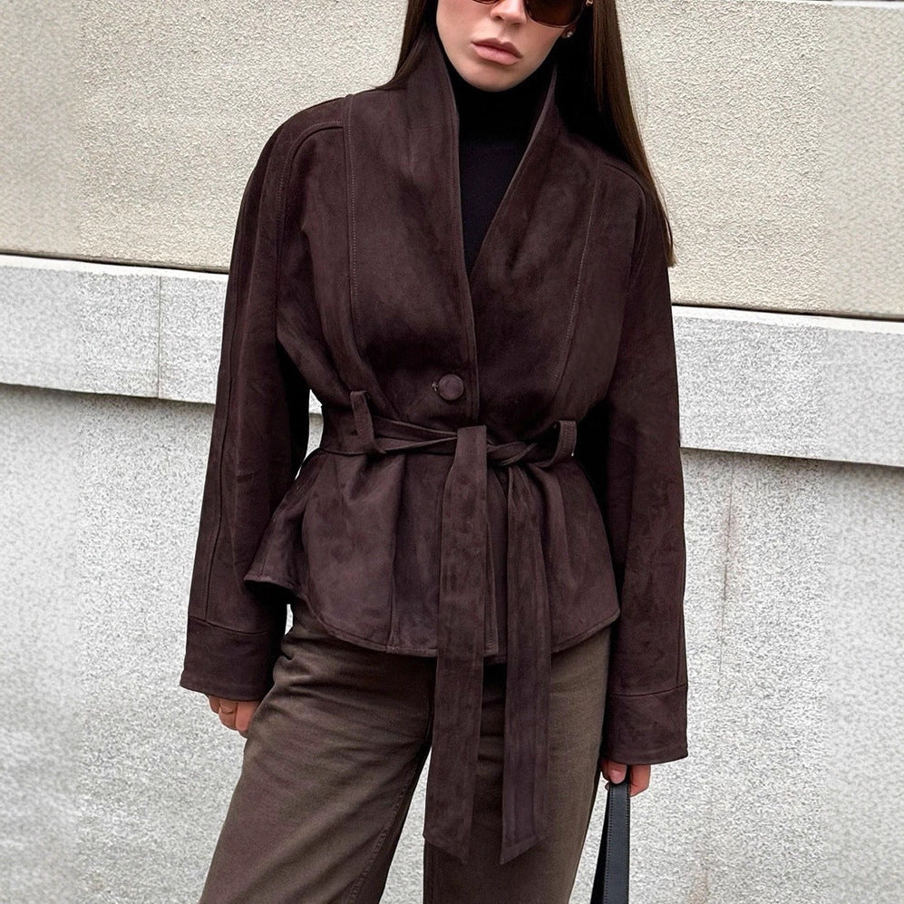 Elegant Reversible Suede Blazer Jacket