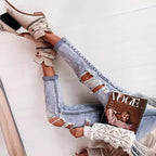 Women's Boyfriend Jeans with Destroyed Details