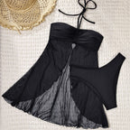 Women's Swimwear with Flowing Skirt and Lined Top