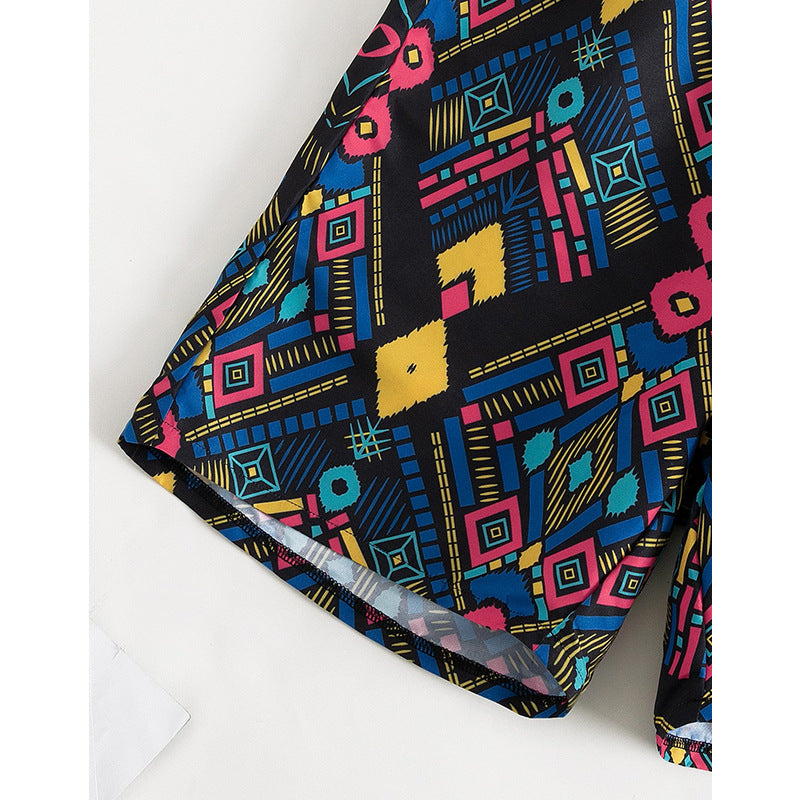 Women's Swim Trunks with Elastic Waist and Geometric Pattern