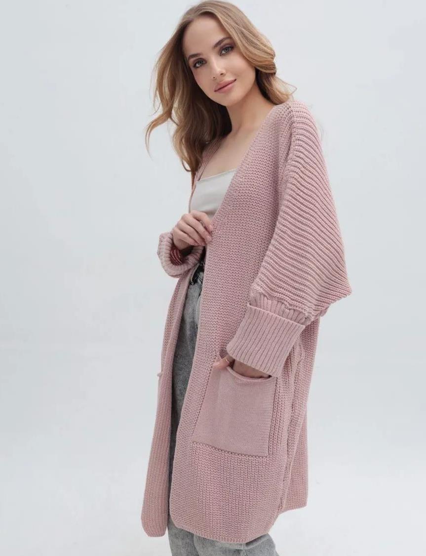 Women's Chunky Knit Cardigan with Spacious Pockets and Casual Fit