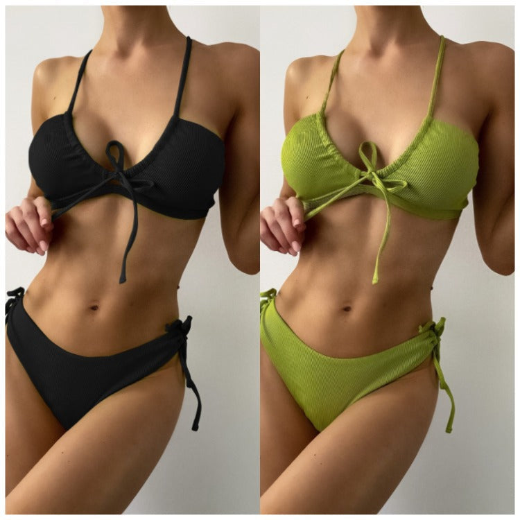 Women's Bandeau Bikini with Double Straps and Ties