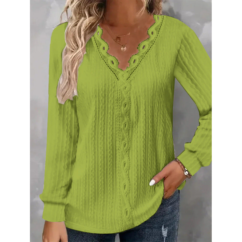 Women's Long-Sleeve Lace-Accent Blouse