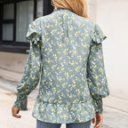 Elegant High-Neck Blouse with Ruffle Detail