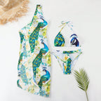 Women's Swimwear with Elegant Peacock Pattern