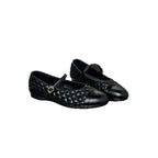 Women's Ballet Flats with Elegant Quilting and Decorative Strap
