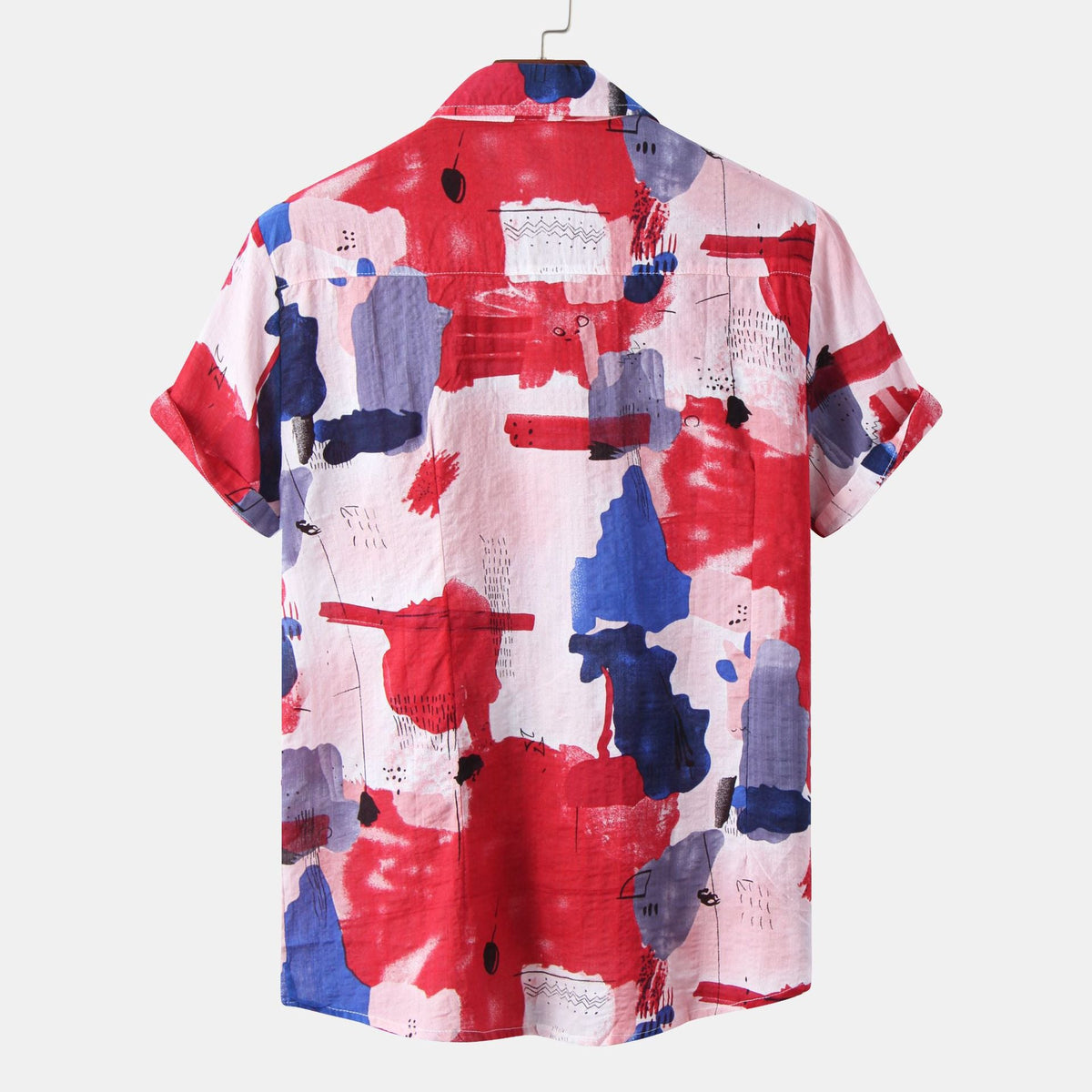 Women's Short-Sleeve Shirt with Artistic Color Design