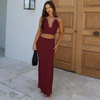 Two-Piece Crop Top and Maxi Skirt Set