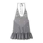 Women's Sleeveless Summer Top with Sparkling Sequins and Ruffled Hem
