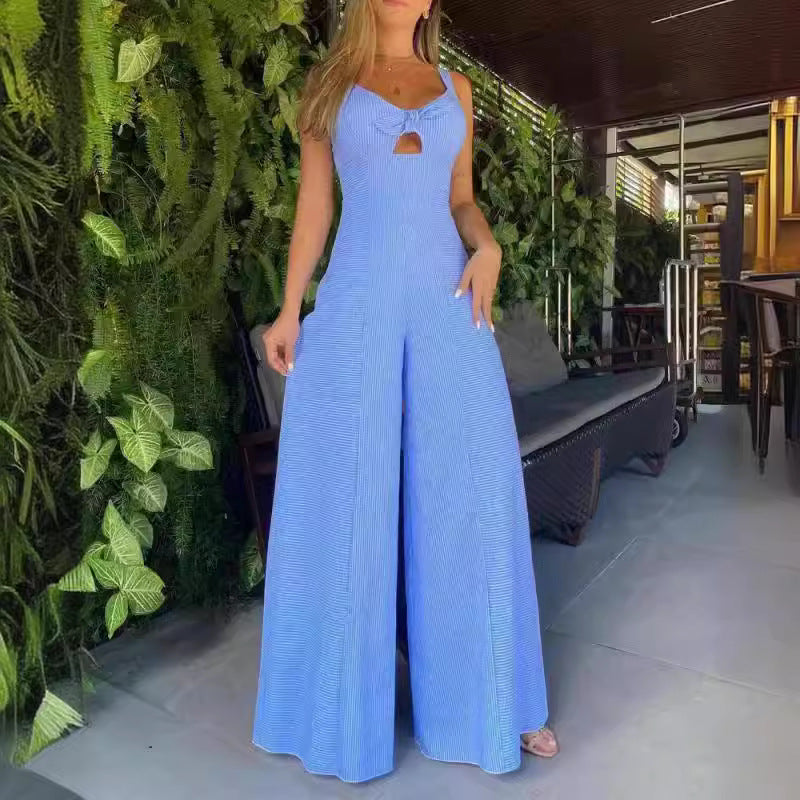 Women's Keyhole Neckline Wide-Leg Jumpsuit