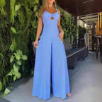 Women's Keyhole Neckline Wide-Leg Jumpsuit