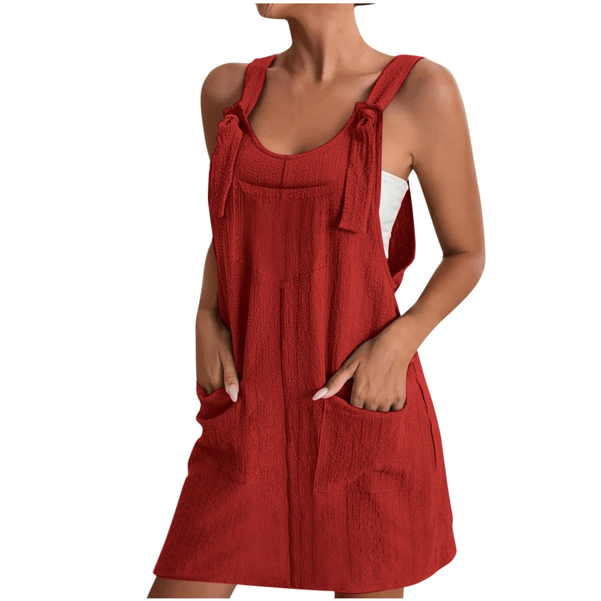 Women's Casual Jumpsuit with Pockets and Adjustable Straps